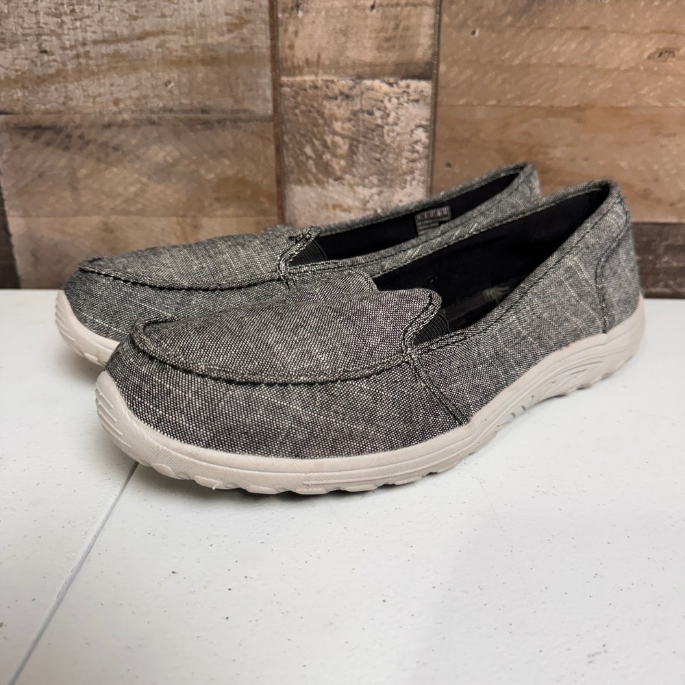 Skechers Shoes Womens 11 Gray Relaxed Fit Memory Foam Loafers Slip On 158030